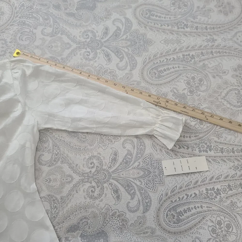 Harve Benard Vintage100% cotton Dot detail women's blouse Ivory Size Large - Picture 6 of 7